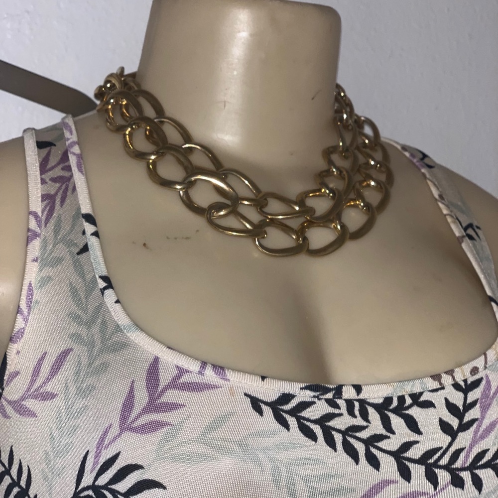 Double Layer Big Gold Chain Statement Necklace - image 2